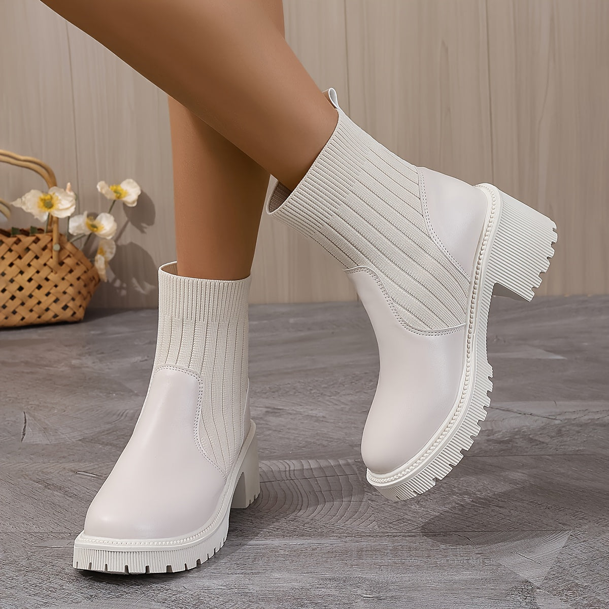 Bottes Plateforme Tricotées